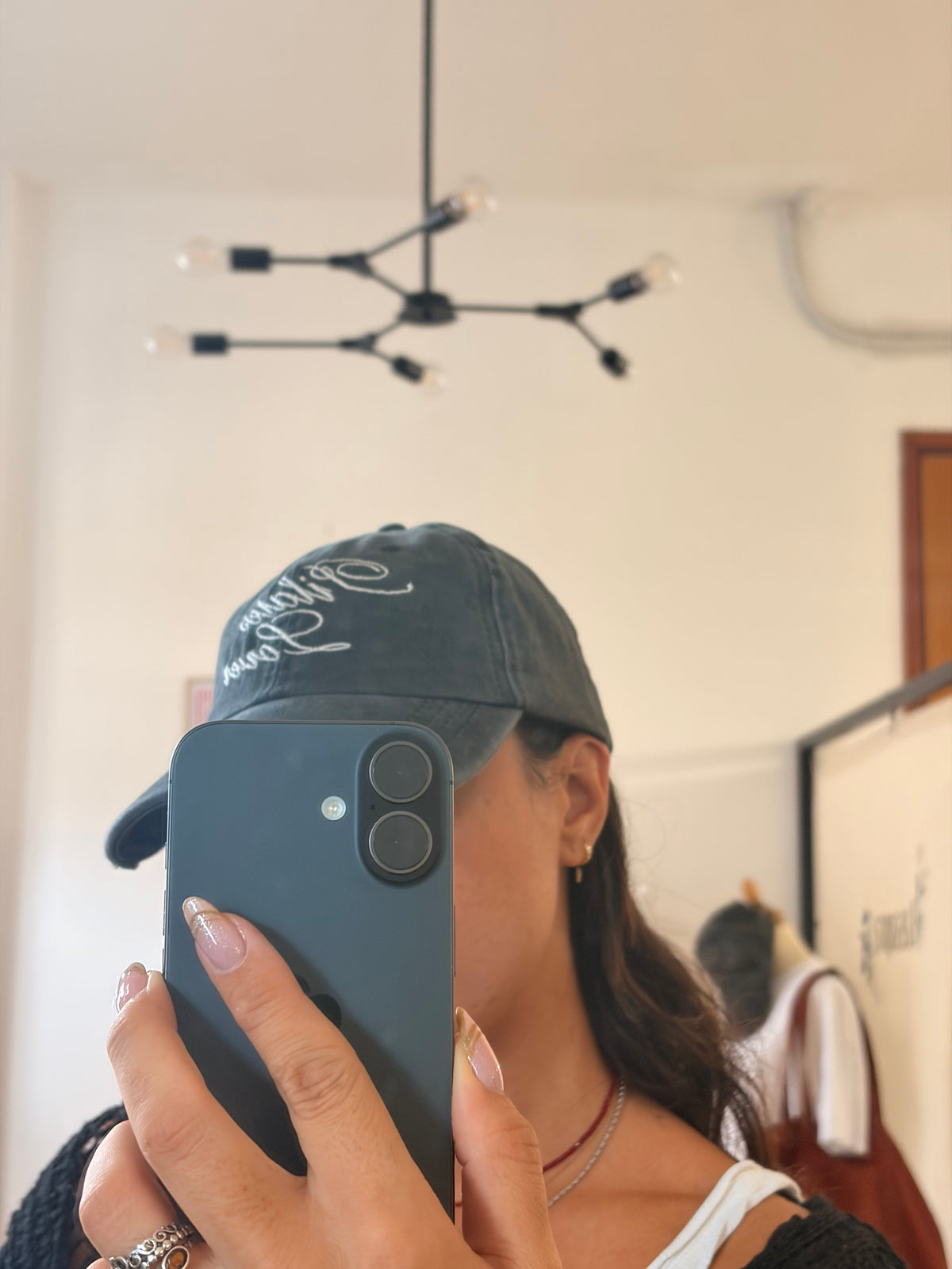Cappello in denim ricamato Pilates Lover