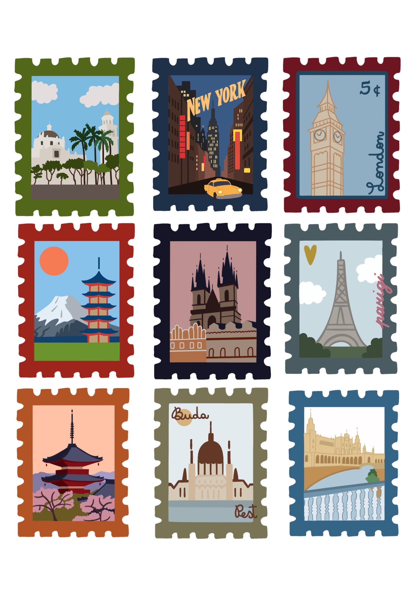 T-Shirt Herren/Damen New York Postcard