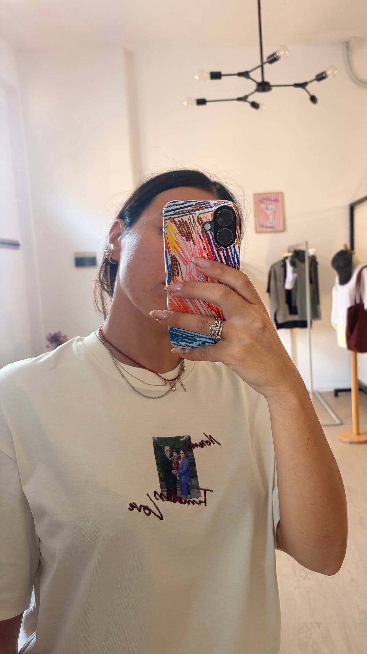 T-shirt donna con foto stampata e ricamo personalizzato