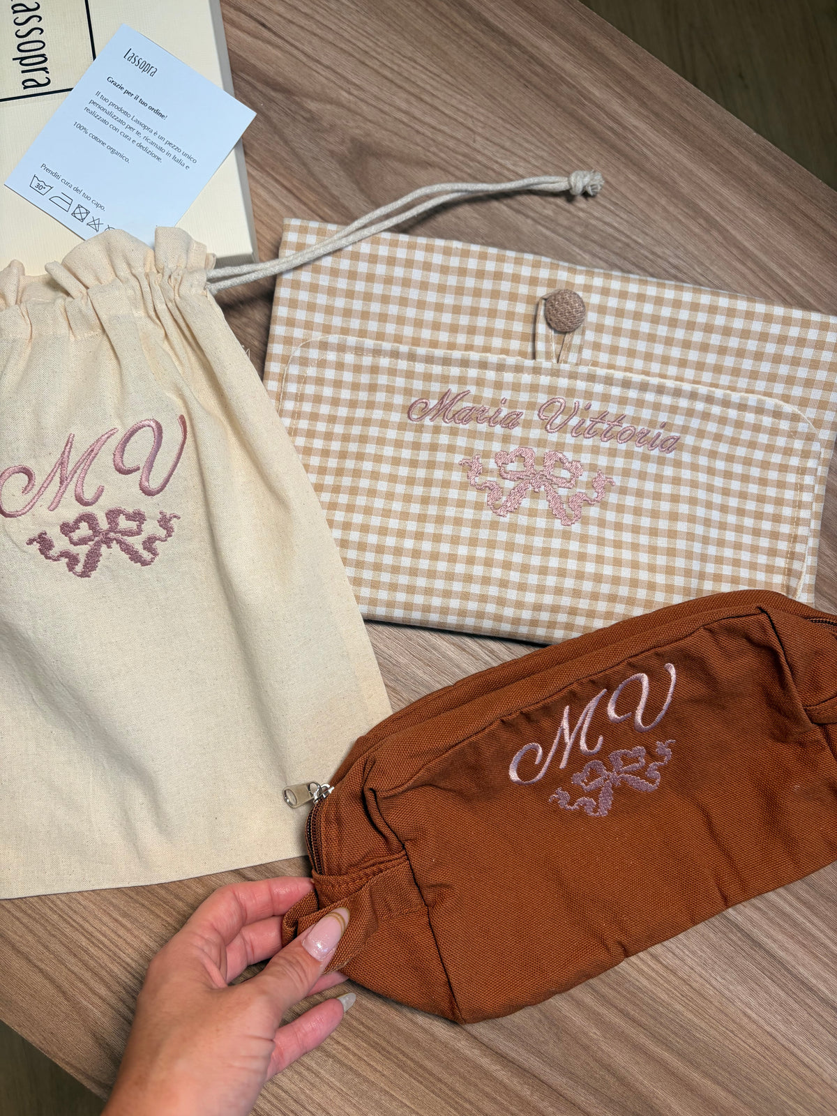 Personalized Diaper Changing Set · Gingham and Terry Cloth