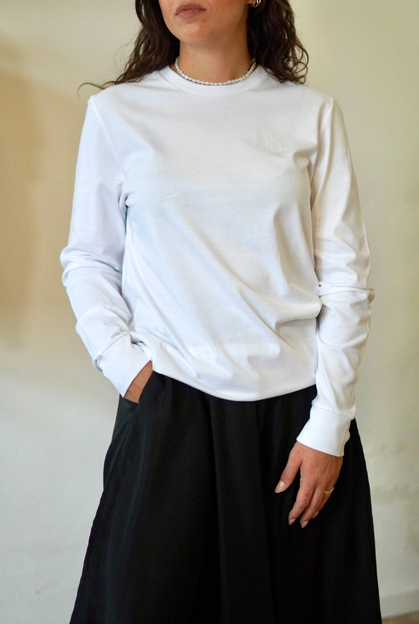 T-shirt bianca manica lunga
