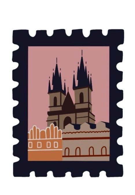 T-Shirt Herren/Damen Prag Postkarte